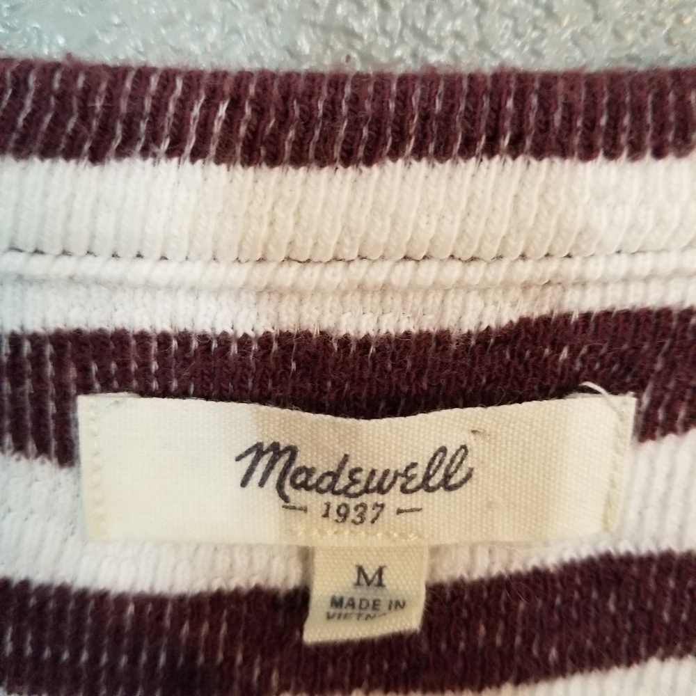 Madewell Women's Maroon Striped Crewneck Sweater - Picture 3 of 4